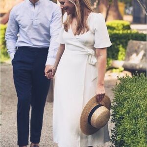 Sezane cream crepe Midi Wrap Dress